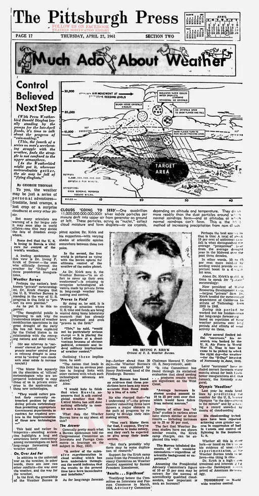 Newspapers 1961 04 27 ground based rainmaking generator releases 01 quadrillion silver iodide particles into upper atmosphere.webp