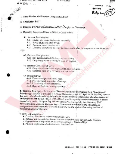 FOIA Reveals U.S. Air Force Geophysics Directorate Weather Modification Intentions