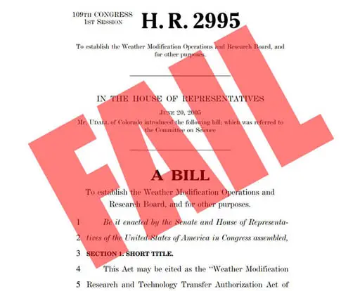 Weather Modification Research and Technology Transfer Authorization Act of 2005