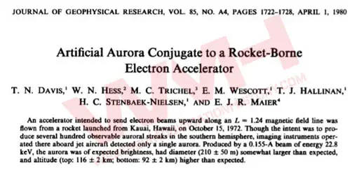Artificial aurora conjugate rocket borne electron accelerator 1972.webp