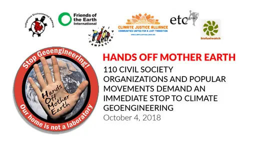 “Hands Off Mother Earth” Manifesto: A Permanent Ban on Geoengineering