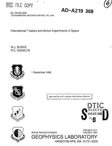 International Treaties and Active Experiments in Space