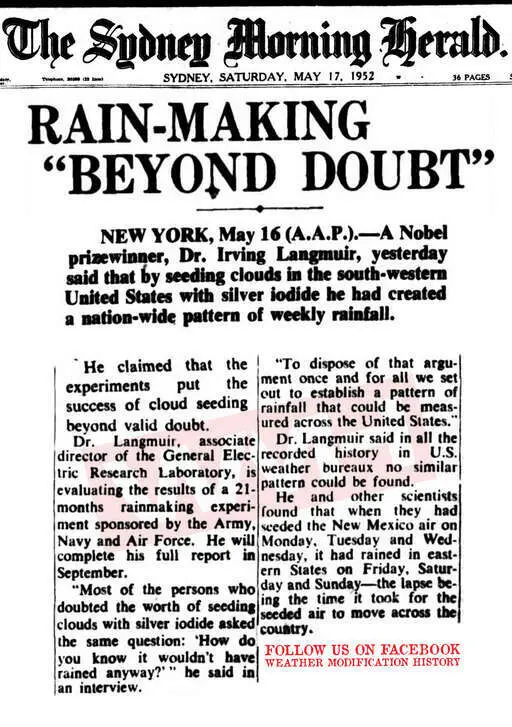 1952 05 17 general electric scientists can produce rain beyond doubt.webp