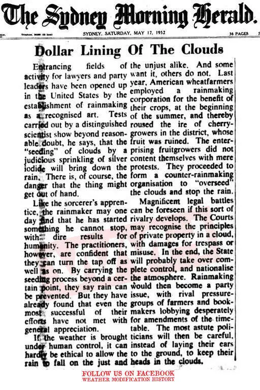 1952 05 17 rainmaking opens door to flurry of lawsuits.webp