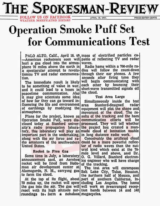 1957 04 18 rocketeers hurl gas cloud 70 miles into the sky in attempt to modify the atmosphere.webp