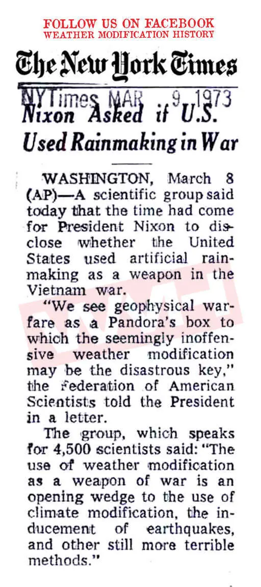 1973 03 09 scientists ask nixon to disclose whether the united states used artificial rainmaking as a weapon in the vietnam war.webp