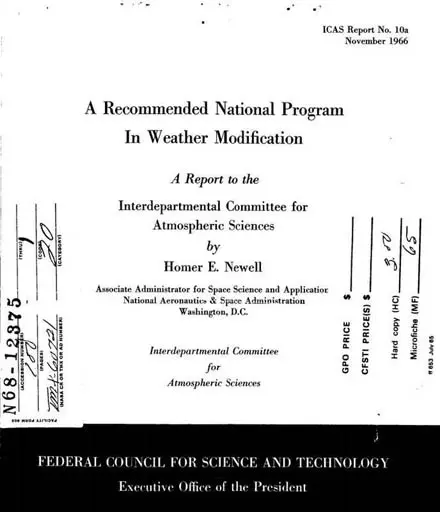 A Recommended National Program In Weather Modification