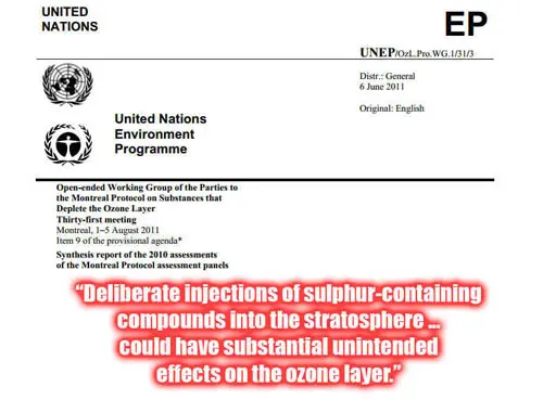 United Nations Environmental Program Warns Geoengineering Could Hurt Ozone Layer