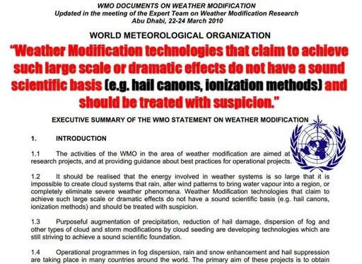 United Nations Warns Against Large Scale Weather Modification